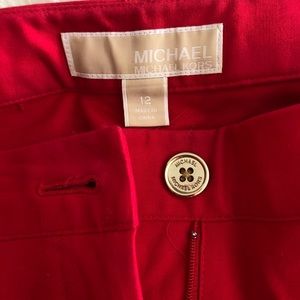 MK Red Pants with gold zippers